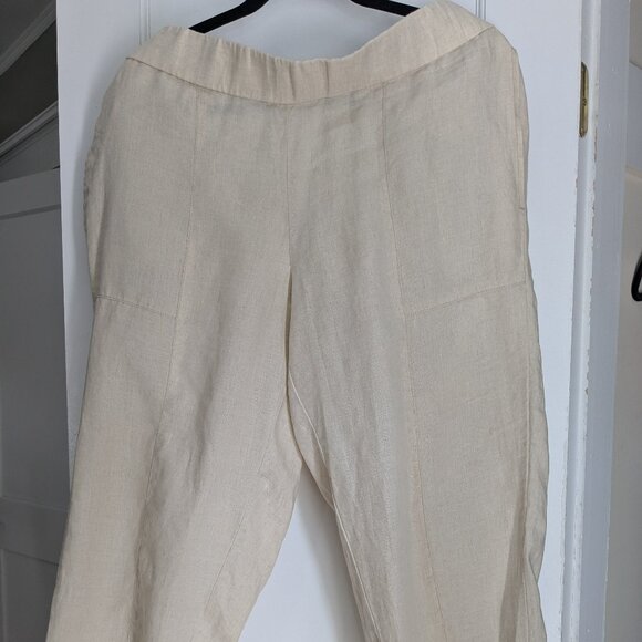 Summer-perfect Eileen Fisher Linen Tapered Leg Pants Large - Picture 1 of 3